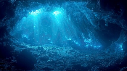 Enthralling Underwater Cave: An Abyssal Realm of Mystery and Luminescence