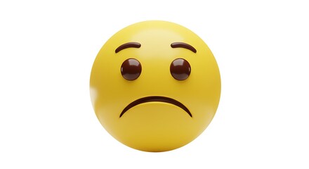 Fototapeta premium Yellow Sad Emoji Expressing Negative Emotion Isolated on White Background