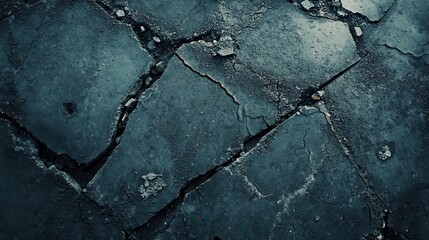 Obraz premium Cracked dark blue stone pavement texture.