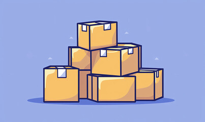 Obraz premium Optimize Storage Solutions with Neatly Stacked Boxes in Modern 2D Outline Style for Efficiency Design