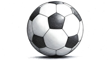 Soccer Ball Hand Drawing Illustration on White Background Close Up View