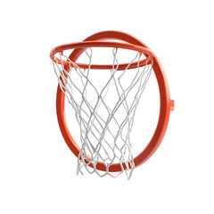 A vibrant, distorted close-up of a basketball hoop and net.