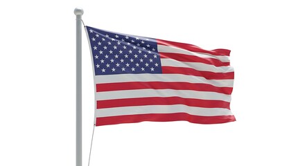 Obraz premium Waving American Flag on Pole Symbol of United States of America