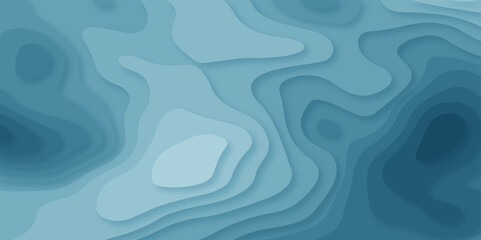 Abstract blue background with waves Luxury diamond creative. vector natural shadow papercut web topography map spiral line. blue light dynamic smooth 3d papercut texture background