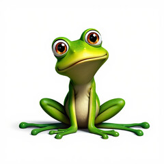 Whimsical Cartoon Frog Centered on Bright White Surface