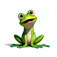 Funny Cartoon Frog with Exaggerated Features on White