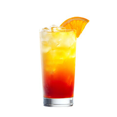 glass of orange juice with ice