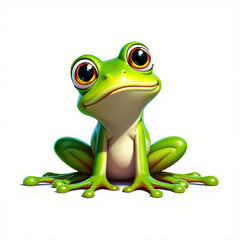 Smiling Green Frog Mascot Isolated on White Backdrop