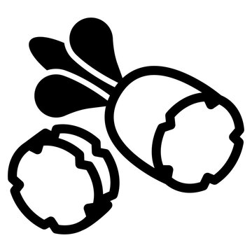 black radish slices, simple food icon clip art preview
