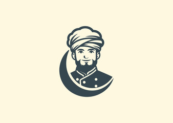 Muslim chef logo with cultural and culinary charm