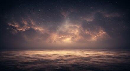 Obraz premium Stargazing Above Golden Horizon Dreamy Sky with Clouds and Light