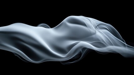 Fototapeta premium Abstract smoky drapery against black backdrop. Fluid, ethereal, and elegant movement