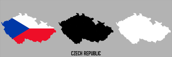 czech republic flag and map shape black and gray color	