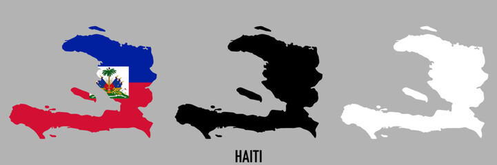 Haiti flag and map shape black and gray color	