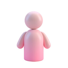 A light pink, 3d model of a stylized person icon.