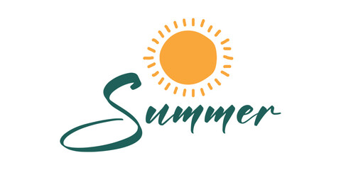 summer sun logo, minimalist beach design, tropical vacation badge
