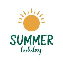 summer holiday illustration, sunny vacation graphics, tropical sun beach art