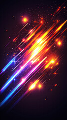 Obraz premium A colorful image of a starry sky with a bright orange line. The image is full of bright colors and has a dreamy, whimsical feel to it