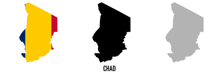 Chad flag and map shape black and gray color.