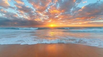 Dramatic sunset over ocean beach