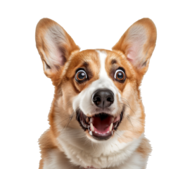 Surprised Funny Dog - A cute dog with an exaggerated shocked expression, perfect for memes, reaction graphics, or humorous designs.