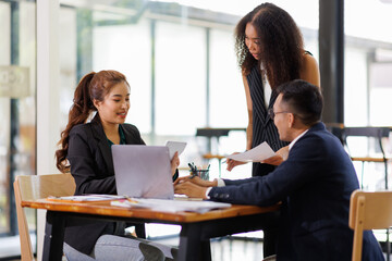 Financial Business analyze the graph of the company's performance to create profits and growth, Market research reports and income statistics, Financial and Accounting meeting concept.	