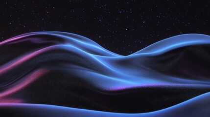 Undulating dark fabric with soft light highlights under a starry sky