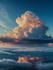 Soft cloud floating in a dreamy sky, peaceful atmosphere.
