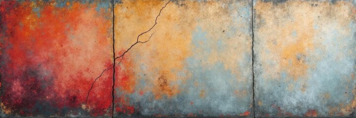 Weathered concrete wall with visible cracks and patina,  textured,  grey