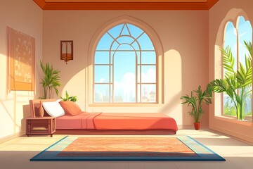 Cozy Minimalist Bedroom Design with Natural Light and Indoor Plants for a Tranquil Home Atmosphere