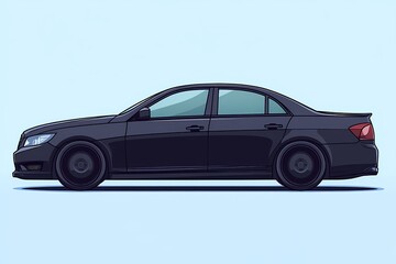Fototapeta premium Sleek Modern Black Sedan Vector Art: Contemporary Digital Illustration of Urban Transportation