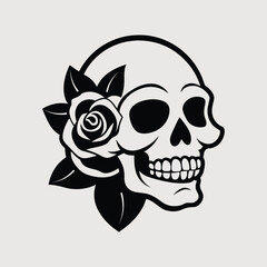 a vector illustration skull with flower.eps