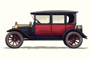 Vintage Car Illustration: 1920s Style Classic Automobile Artwork for Car Enthusiasts