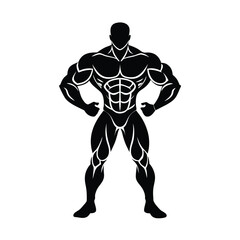 Bodybuilding Pose Icon on White Background