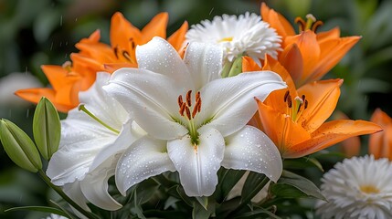 Fototapeta premium Spring flora action vibrant flower garden nature close-up view lush environment