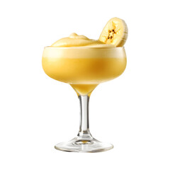 Frozen Banana Daiquiri in Glass Isolated on Transparent Background