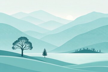 Design a minimalist abstract scene that conveys a sense of tranquility and serenity - generated by ai