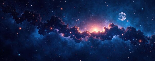 Starry night with glittering celestial bodies against a dark galaxy background, astronomy, night sky