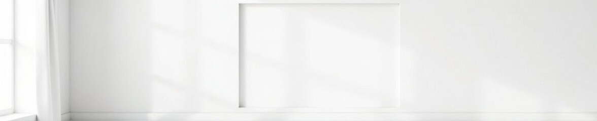 Single black frame against pure white wall, simple interior , modern design, design, minimal design