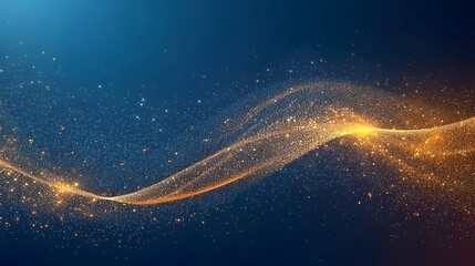 Abstract Gold Glittering Wave Particle Background