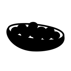 A Simple Black Silhouette of a Pea Pod Filled with Peas