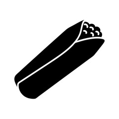 A Delicious Burrito Icon A Simple Black and White Graphic Representation of a Mexican Burrito