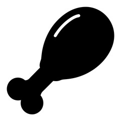 A Simple Black Silhouette Icon of a Chicken Leg or Drumstick