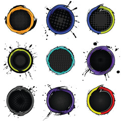 set of 9 Abstract vector Objects of High-energy racing with vibrant neon colors and dynamic abstract lines. Ideal for gamers, streamers, and e-sports themes.  