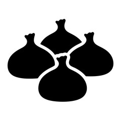 A Group of Four Figs Illustration Black and White Icon Graphic