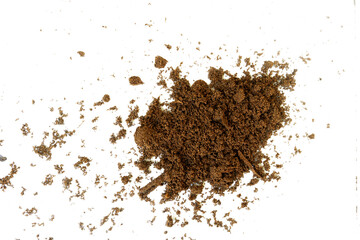 top view of humus particle isolated on white