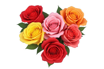 bouquet of colorful roses in the shape of a heart