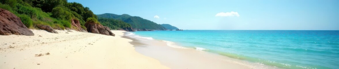 Obraz premium Sun-drenched Leinster Bay beach showcases pristine sand and clear water , holiday, sand