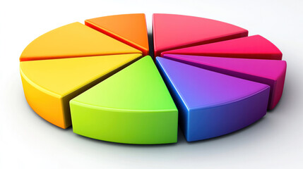 A colorful pie chart with each slice representing a different color. The pie chart is divided into eight equal slices, each with a different color