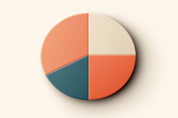 A pie chart is shown with four different colored sections. The pie chart is orange, blue, and green